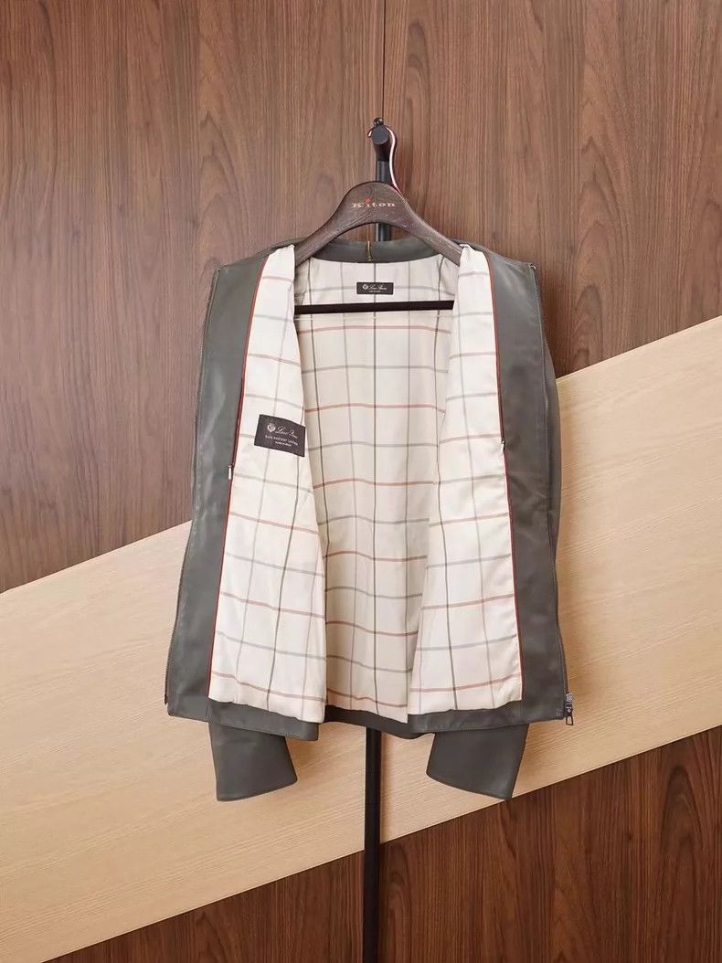 Loro Piana LORO PIANA Men's leather jacket with turned-down collar Size US XXL / EU 58 / 5 - 2 Thumbnail