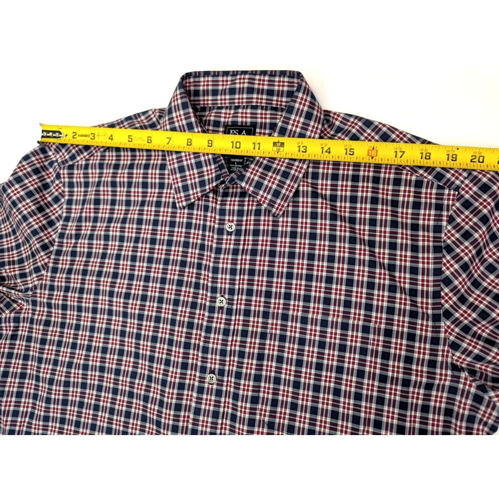 Jos. A. Bank Jos. A. Bank Travelers Collection Button-Up Shirt Men L Plaid Red Blue Seasonal All Seasons, Fall Winter, Spring, Travel, Pocketed, Regular Fit Size US L / EU 52-54 / 3 - 5 Thumbnail