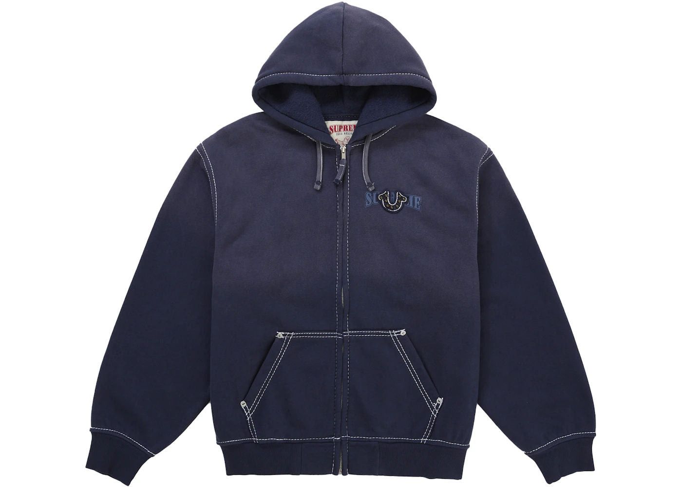 Supreme Supreme Pilled Zip Up Hooded Sweatshirt (Blue) | Grailed