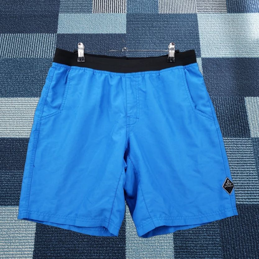 Prana Prana Swim Trunks Mens M Medium Blue Low Rise 8" UPF 50+ Pull On Beach Swimwear Coastal UV-Protection Beachwear Trunks Men's Blue 8" 50+ UPF Size US 31 - 1 Thumbnail