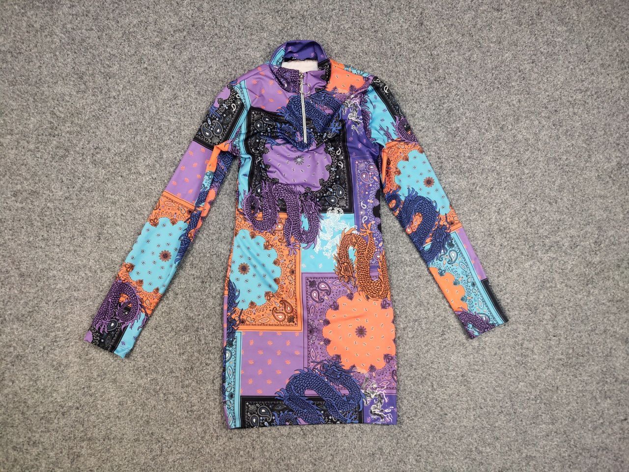 Jaded London Jaded London Mini Dress Bandana Dragon Multicolor Long sleev Size XXS / US 00 / IT 34 - 10 Thumbnail