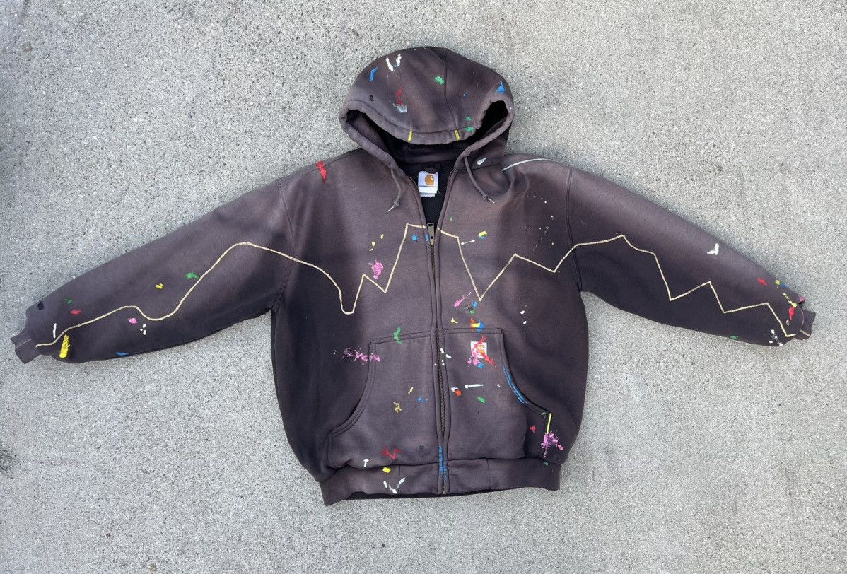 Carhartt Custom Carhartt Thermal Zip Up Hoodie Sun Fade Distressed Size US L / EU 52-54 / 3 - 1 Thumbnail