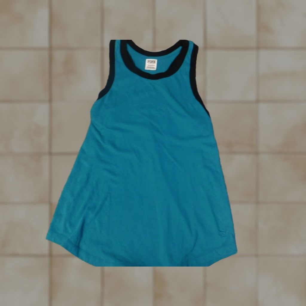 Pinko VINTAGE? No — Viictoria Secret Pink Shirt Blouse Womens XS Green Crew Neck Sleeveless Cotton Polyester Button Casual Basic Classic Breathable Regular Size XS / US 0-2 / IT 36-38 - 1 Thumbnail