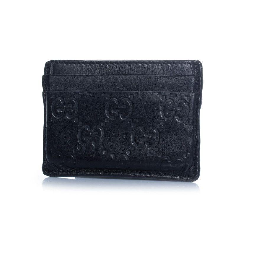 Gucci Gucci, black leather monogram embossed card holder Size ONE SIZE - 2 Thumbnail