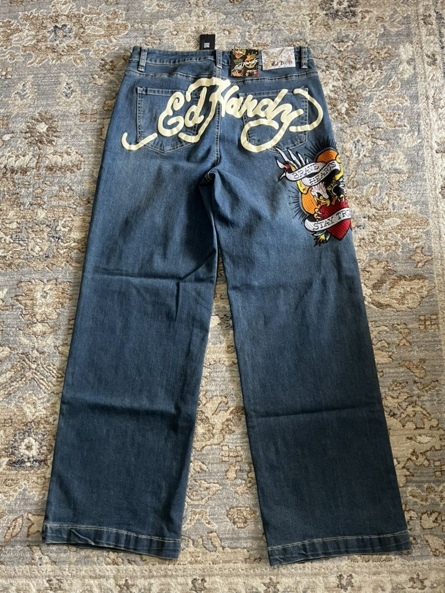 Ed Hardy BRAVE HEARTS STAY TRUE GRAPHIC BAGGY ED HARDY JEANS 32 Size US 32 / EU 48 - 1 Thumbnail