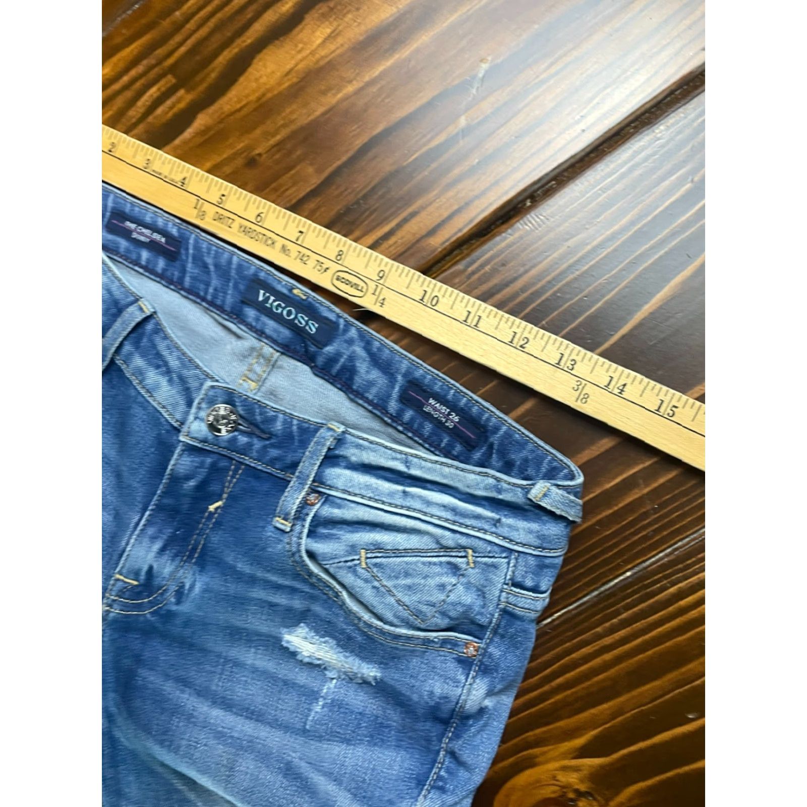 Vintage VIGOSS Jeans Women's Size26x30 Blue Denim The Chelsea Skinny Distressed Size 26" / US 2 / IT 38 - 5 Thumbnail