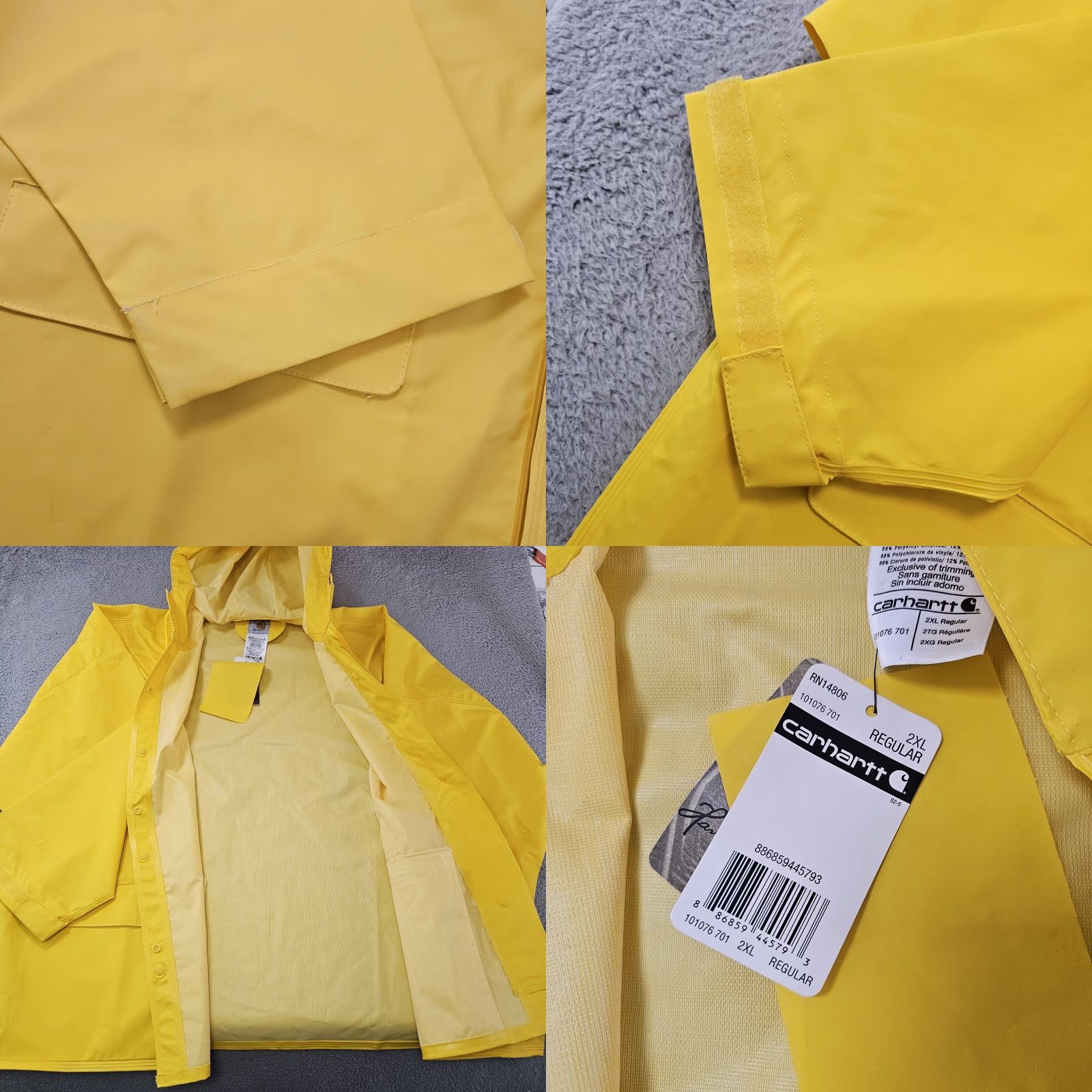 Carhartt Carhartt Jacket Mens 2XL Yellow Hooded Waterproof Rain Coat Size US XXL / EU 58 / 5 - 8 Thumbnail