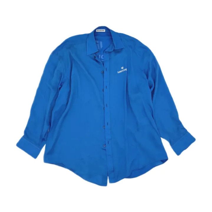 Balenciaga Balenciaga Blue Long Sleeve Shirt with Logo Size US S / EU 44-46 / 1 - 1 Thumbnail