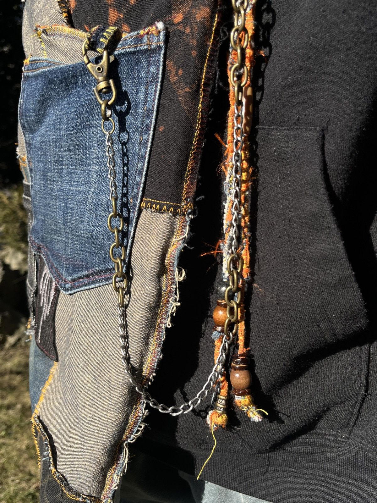 Handmade Custom 1-of-1 Metallica Patchwork Bag/Upcycled Denim & Suede Size ONE SIZE - 14 Thumbnail