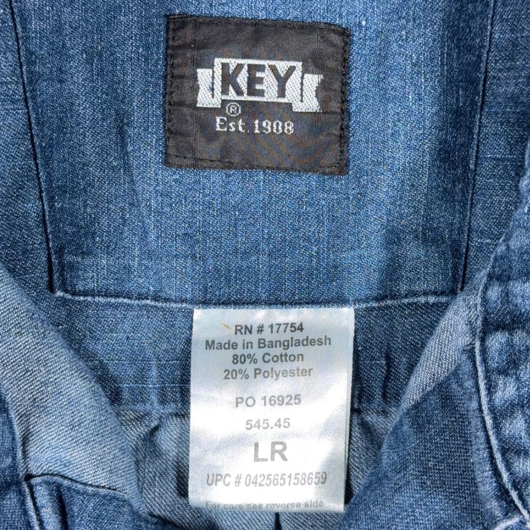 Vintage VINTAGE Key Shirt Adult LARGE Blue Chambray Workwear Outdoor Denim Style Y2K Mens Shirt Size US L / EU 52-54 / 3 - 5 Thumbnail