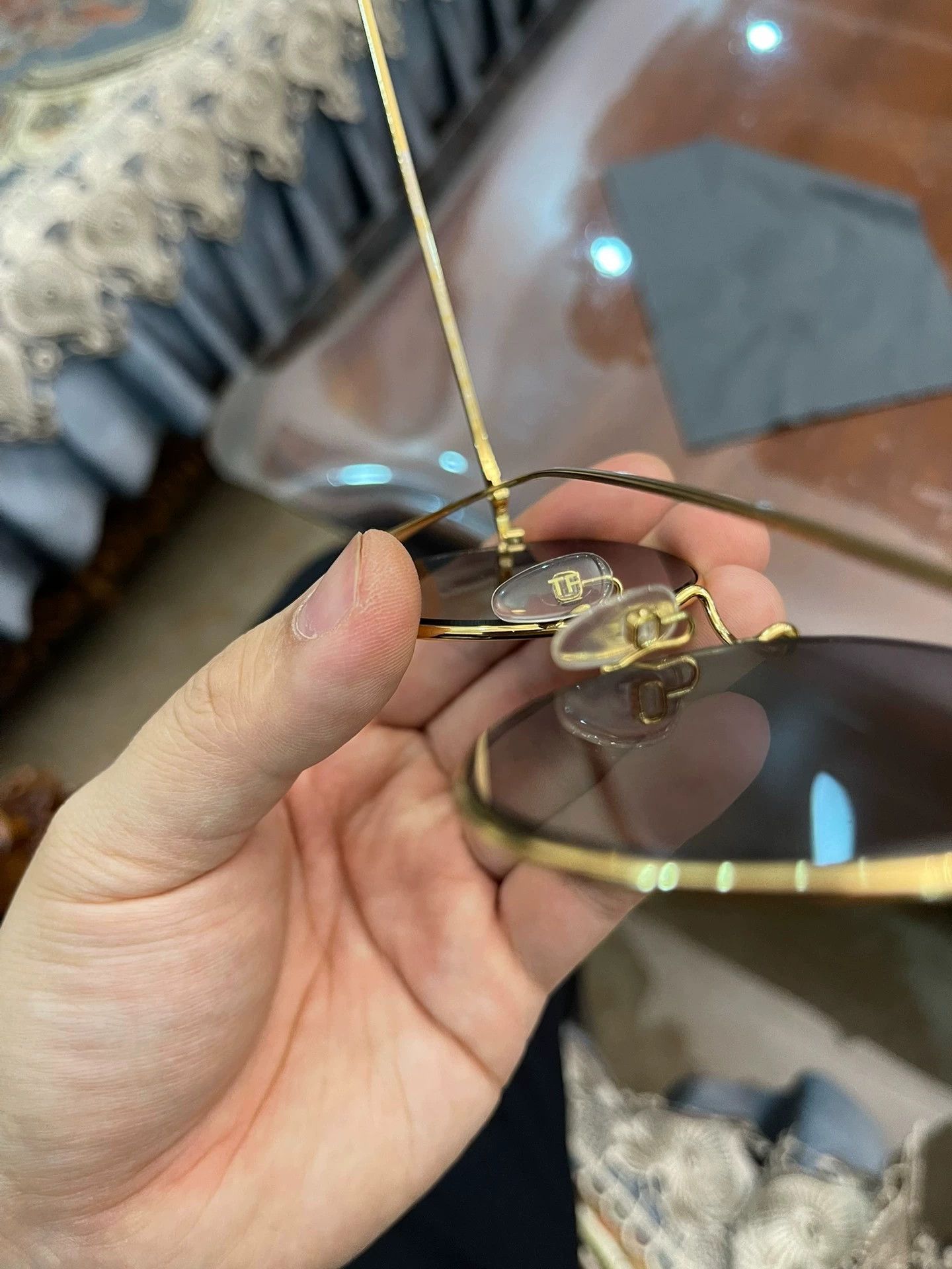Tom Ford Tom Ford Gold Frame Titanium Gray Lens Sunglasses New Size ONE SIZE - 7 Thumbnail