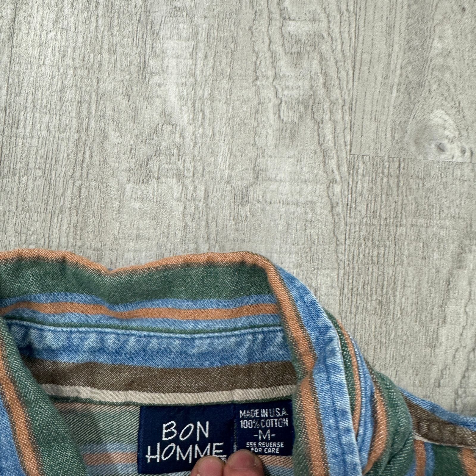 Vintage Vintage Bon Homme Striped Shirt Men's Medium Collared Size US M / EU 48-50 / 2 - 4 Thumbnail