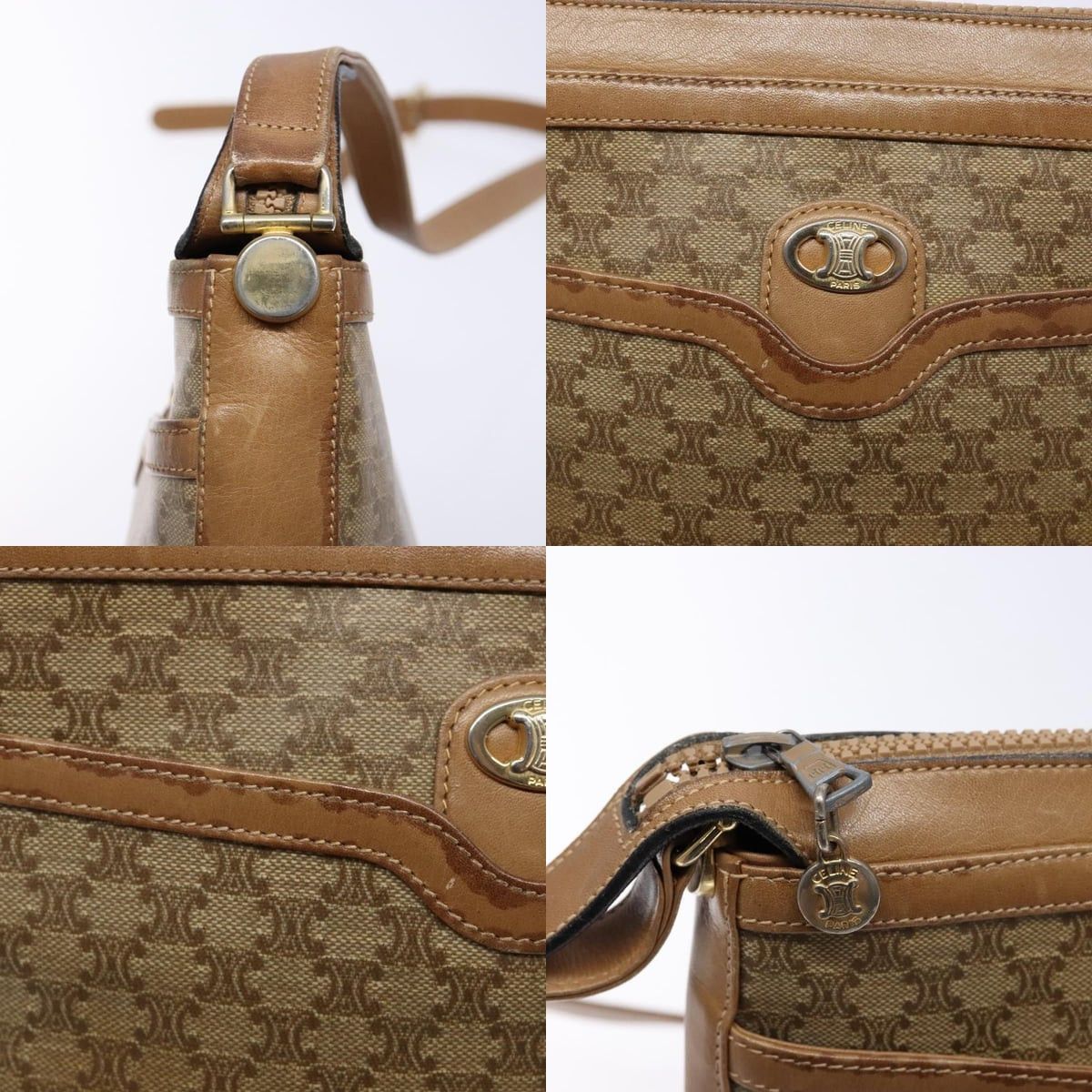 Celine CELINE Macadam Canvas Shoulder Bag Pvc Beige Gold Size ONE SIZE - 11 Thumbnail