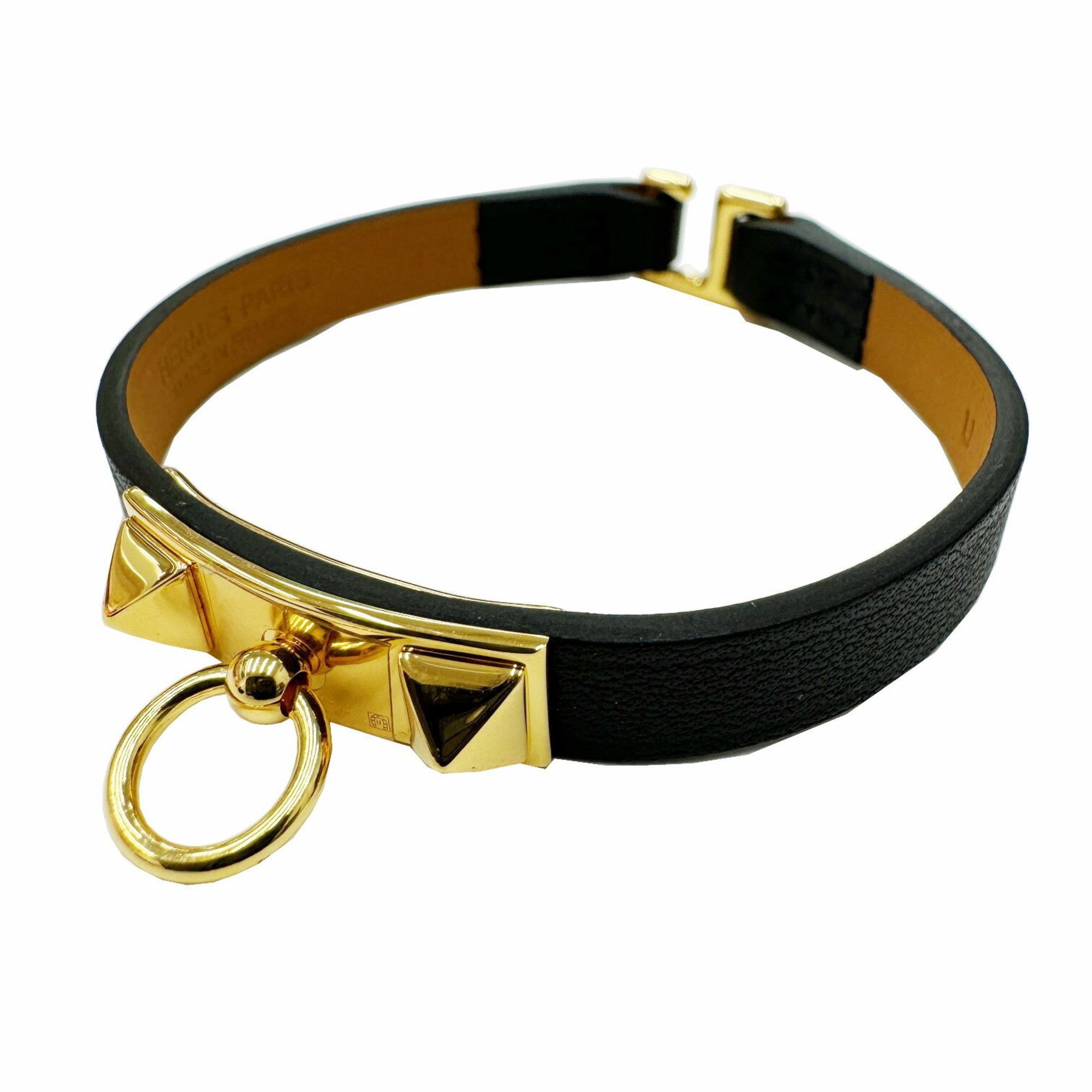 image of Hermes Rival Bracelet Black Swift U Engraved T3 Size Women's Men's