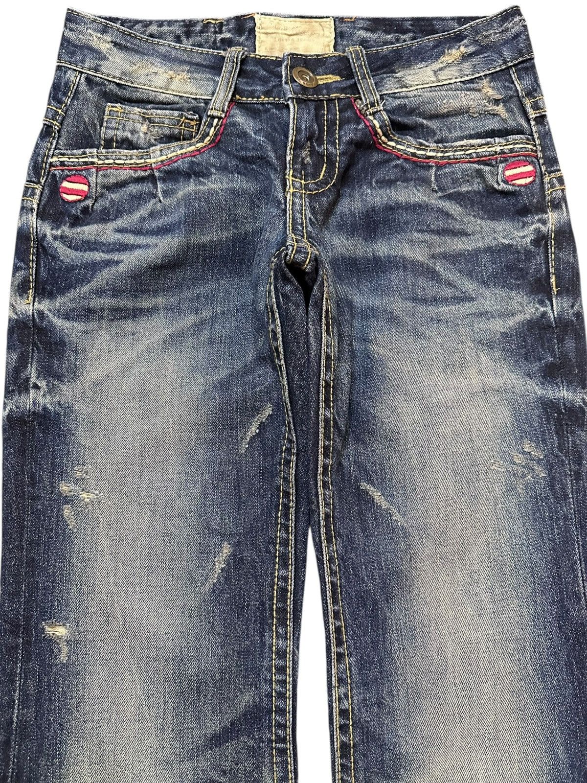 Tornado Mart Vintage Lolita Flare Whiskers Indie Embroidery Denim Size US 29 - 2 Thumbnail