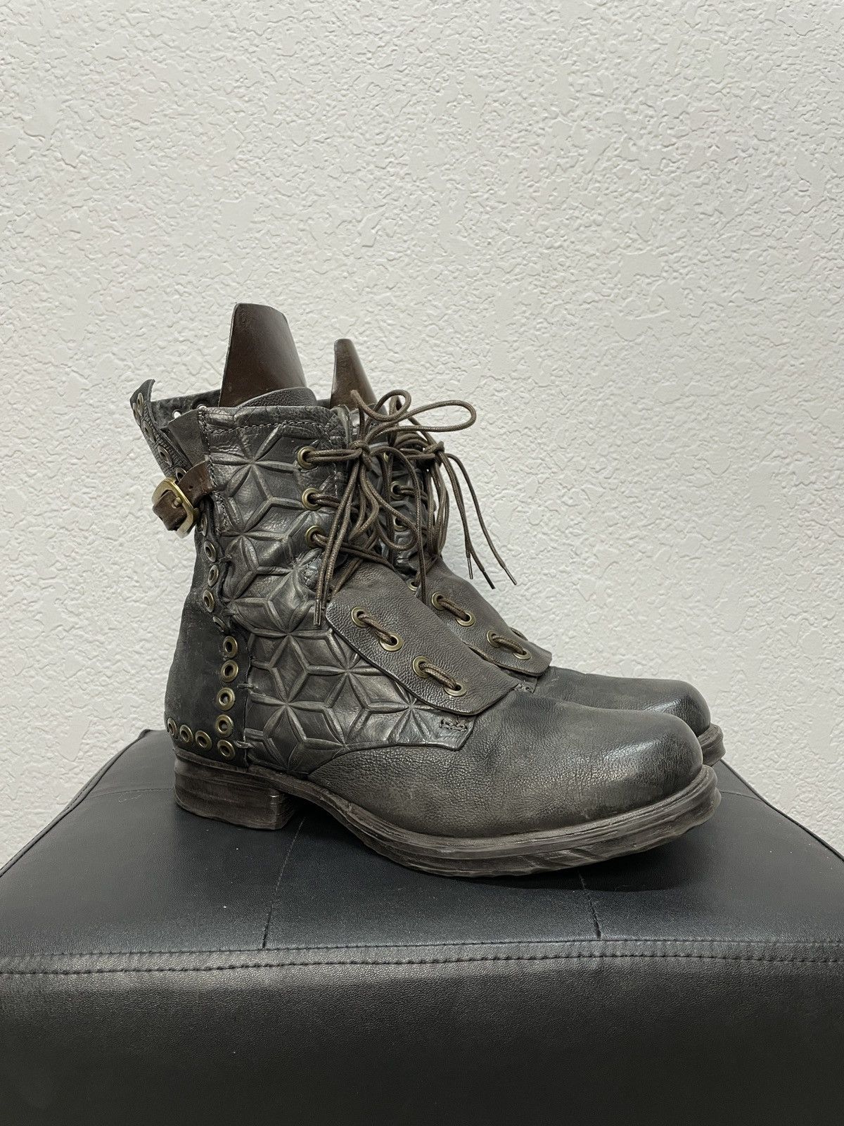 Pre-owned If Six Was Nine X Vintage Italian As 98 Rick Owens Style Leather Biker Boots