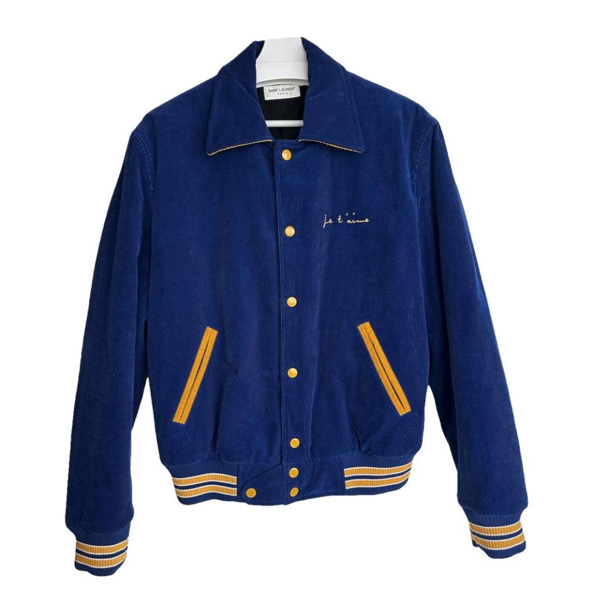 image of YVES Saint Laurent YSL Teddy/varsity Jacket in Blue, Men's (Size Medium)