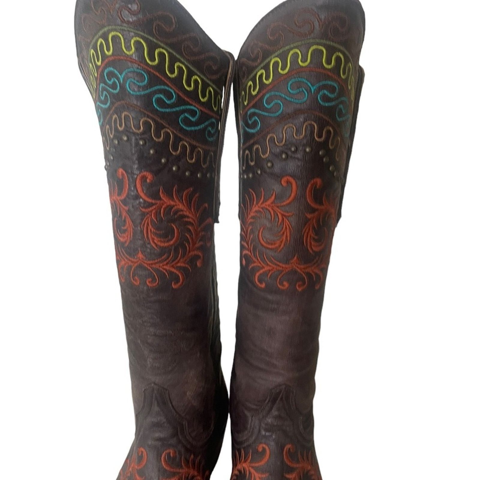 Old Gringo Old Gringo Zarape Chocolate Colorful Stitched Boots sz 7.5 B Size US 7.5 / IT 37.5 - 7 Thumbnail