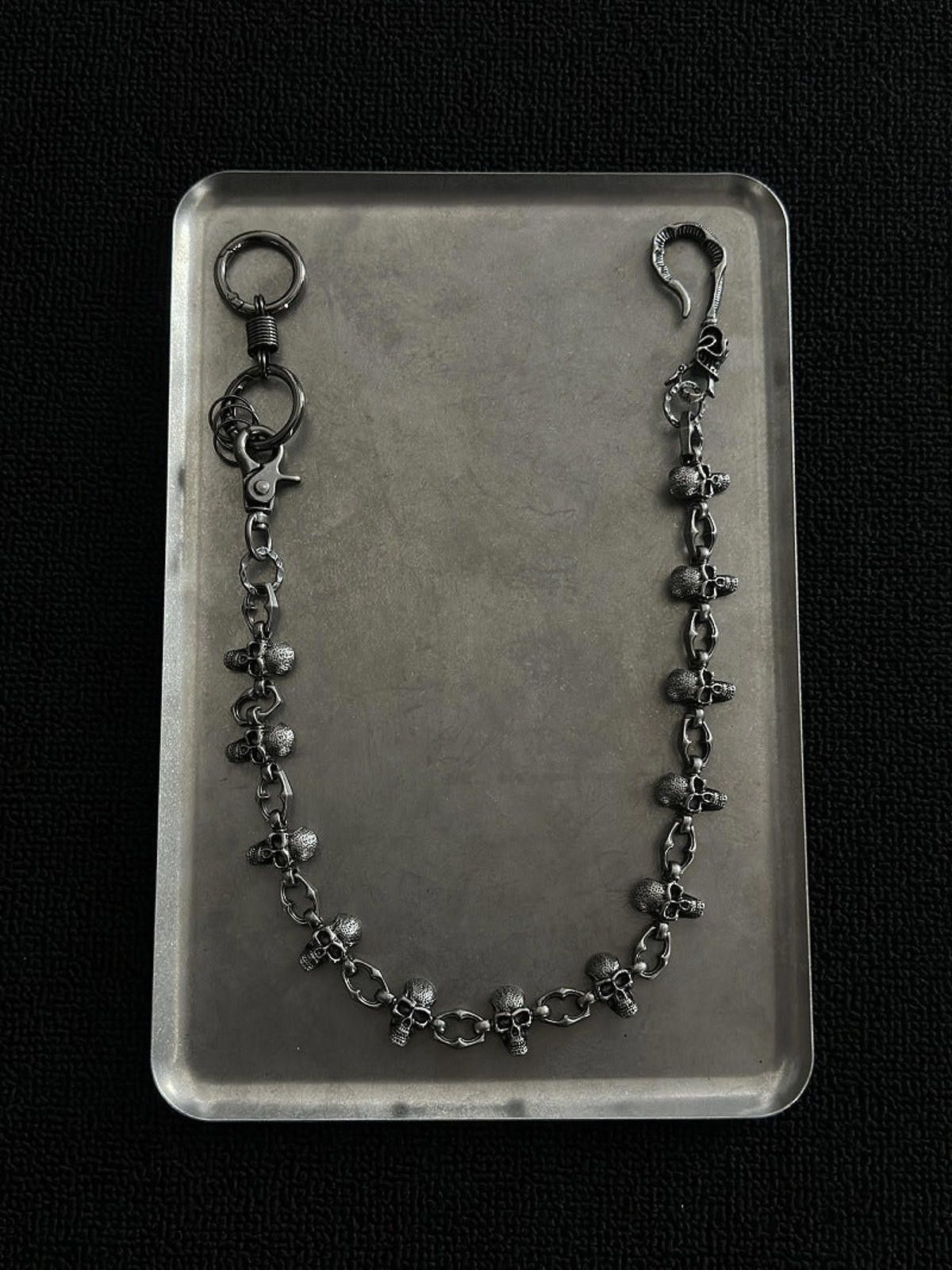 Jewelry Silver Skull Chain Wallet Keychain, Gothic Pants Chain Size ONE SIZE - 2 Thumbnail
