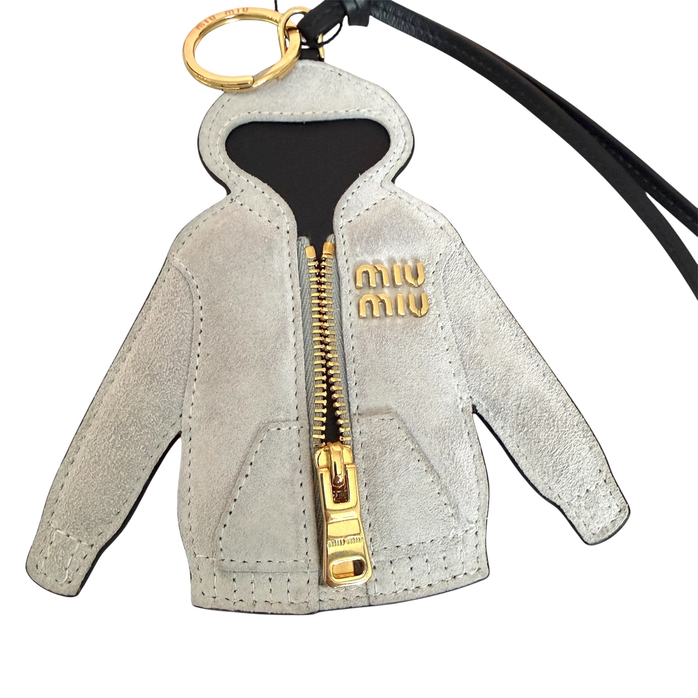 Miu Miu Miu Miu Trick 5TL530 Gray Leather MIU HOODIE Charm Keychain Size ONE SIZE - 3 Thumbnail