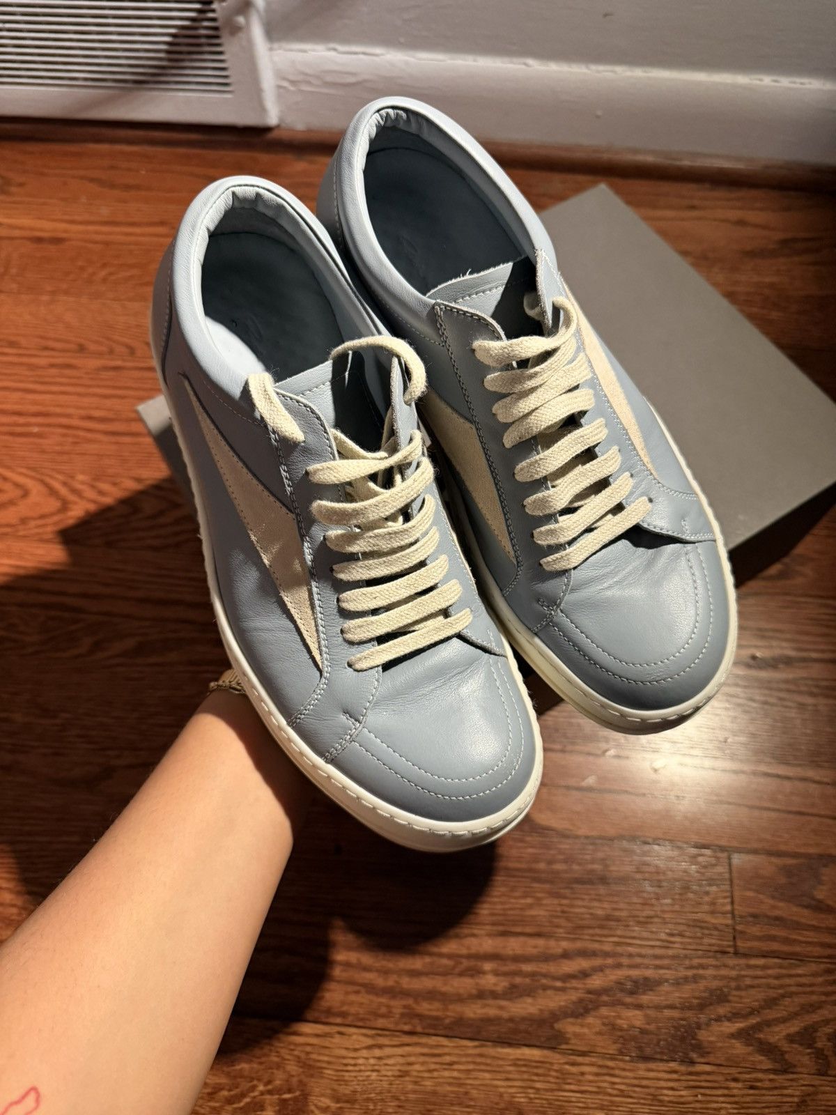 Rick Owens Porterville Leather Vintage Sneaks “Pale Blue” Rick Owens Size US 7 / EU 40 - 2 Thumbnail