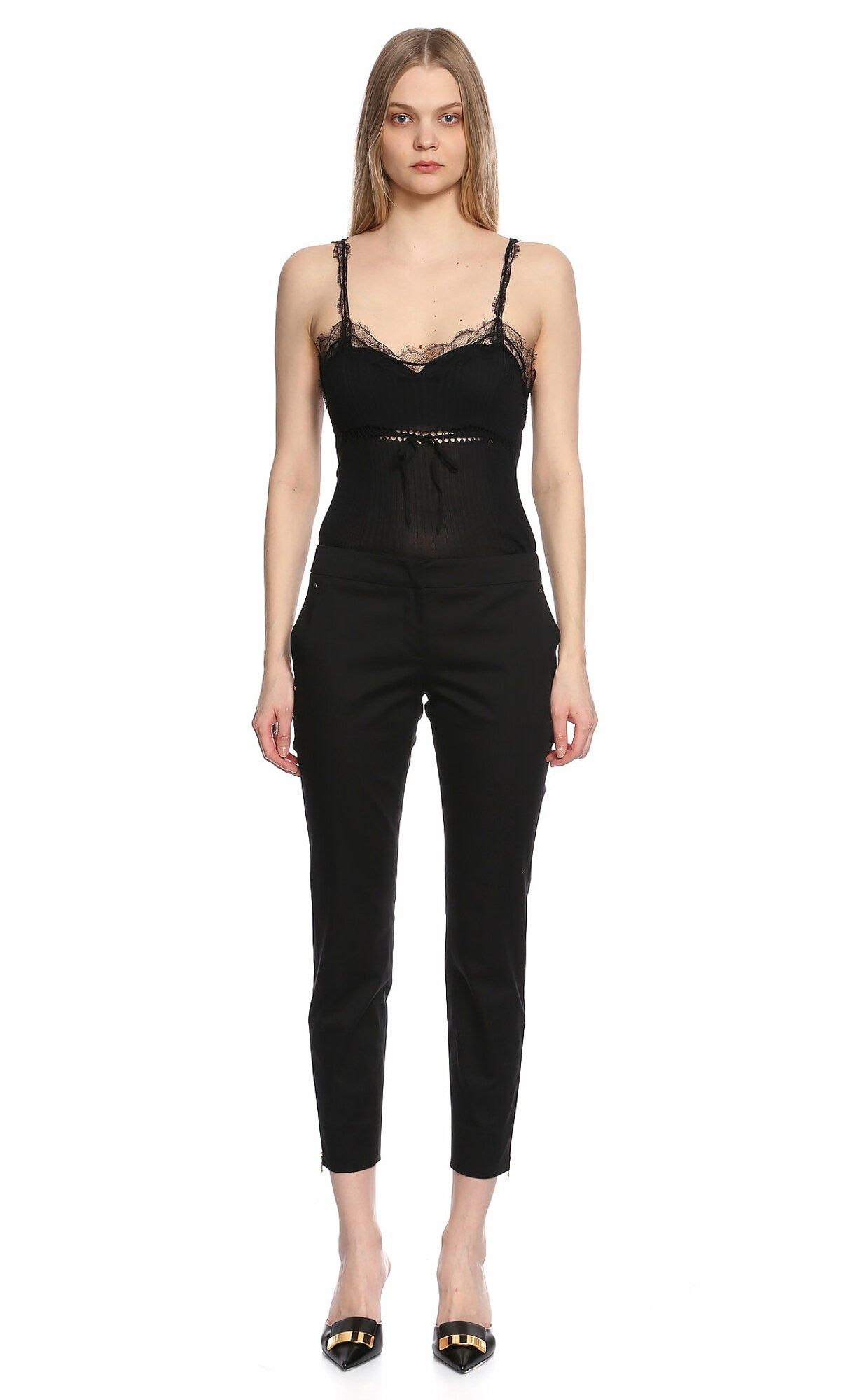 EMILIO PUCCI black stretch cotton crop pants 8 42 trousers