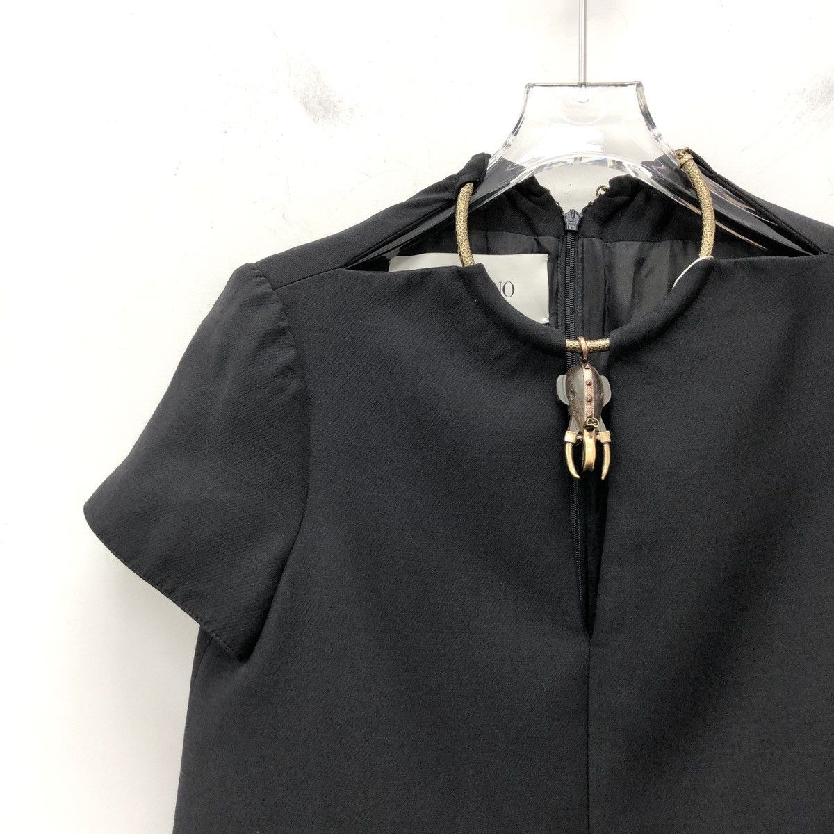 Valentino Valentino Black Wool Crew Neck Short Sleeve Dress K26WX Size M / US 6-8 / IT 42-44 - 3 Thumbnail