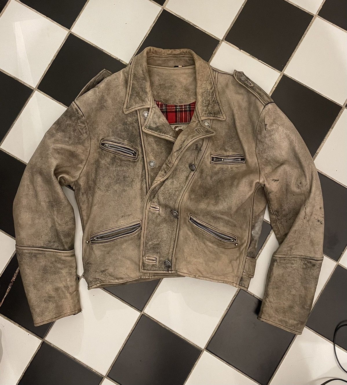 Vintage Vintage A.M.I. London Perfecto Leather Jacket – Rare Piece Size US XL / EU 56 / 4 - 1 Thumbnail