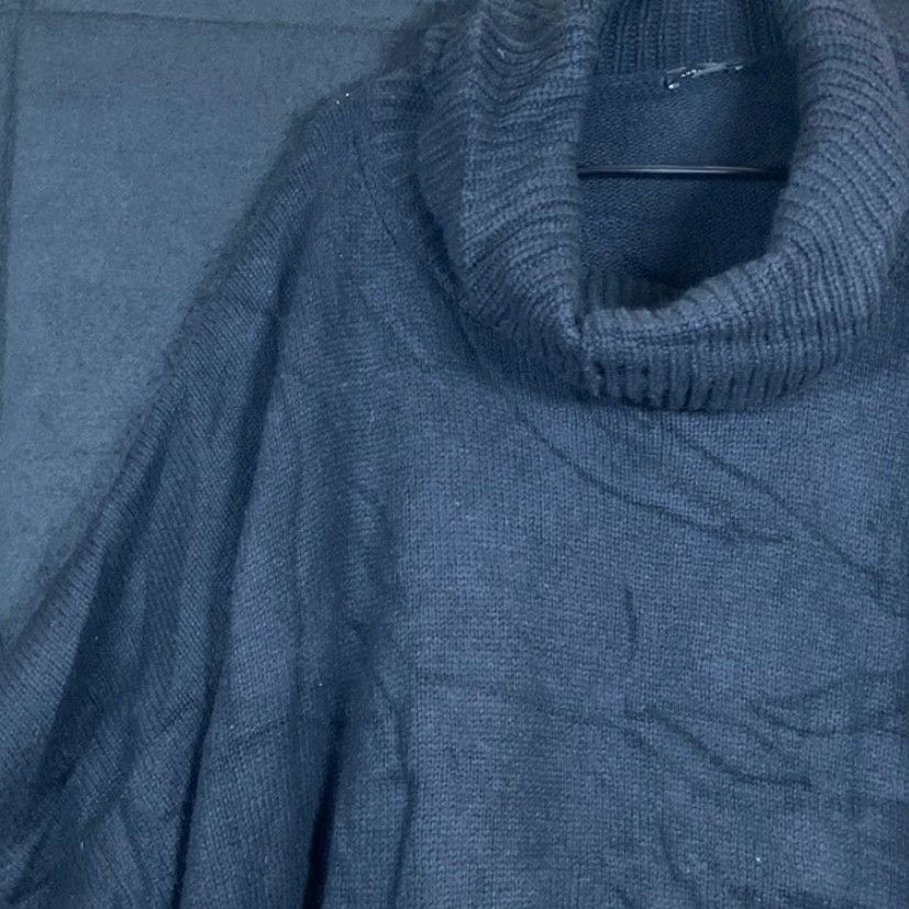 Vintage Ann Taylor Womens Sweater Black Knit Cowl Poncho Extra Fine Merino Wool Blend M Size M / US 6-8 / IT 42-44 - 4 Thumbnail