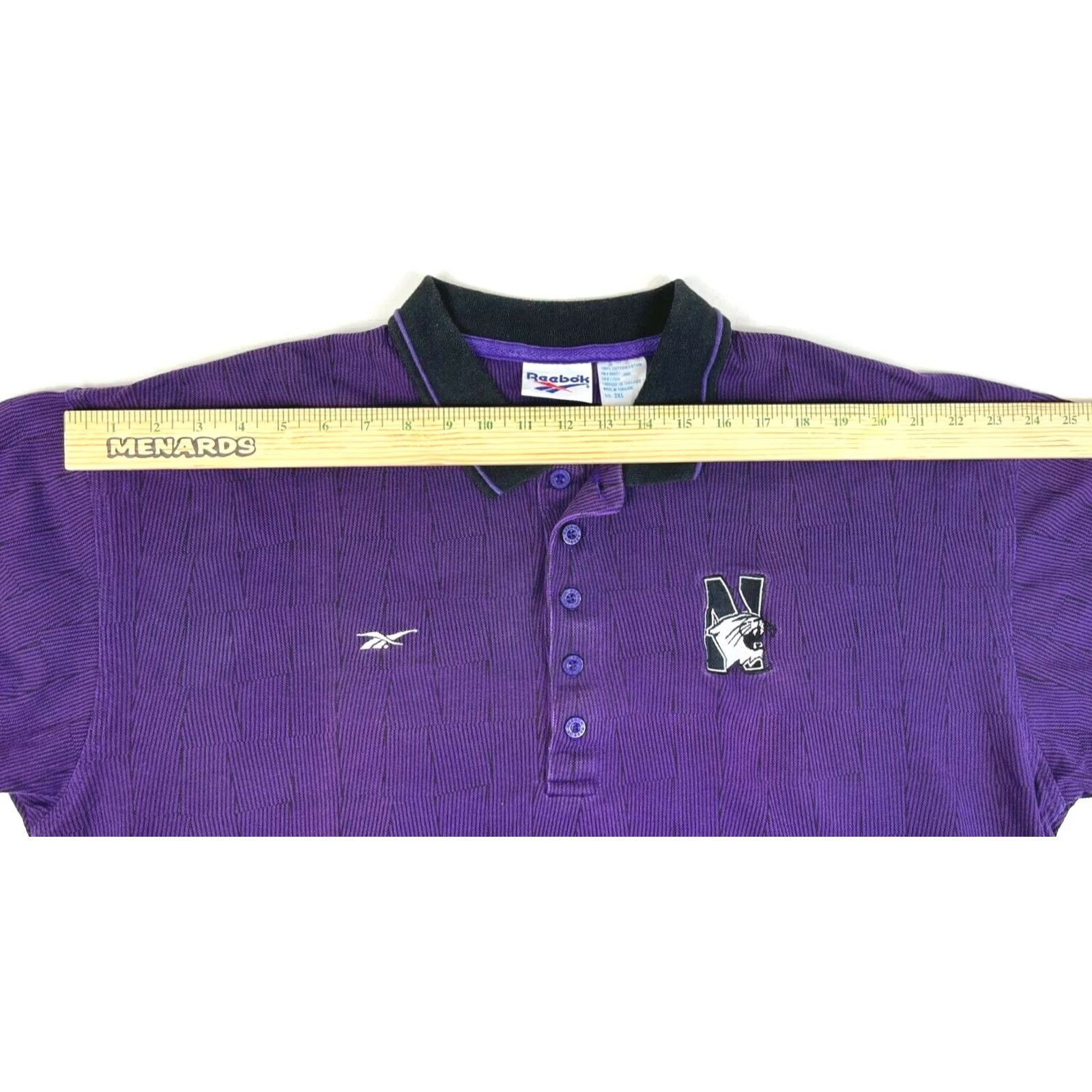 Reebok VINTAGE Reebok Northwestern University Polo Shirt Mens 2XL Purple 100% Cotton Embroidered Logo University 90s Polo Size US XXL / EU 58 / 5 - 6 Thumbnail
