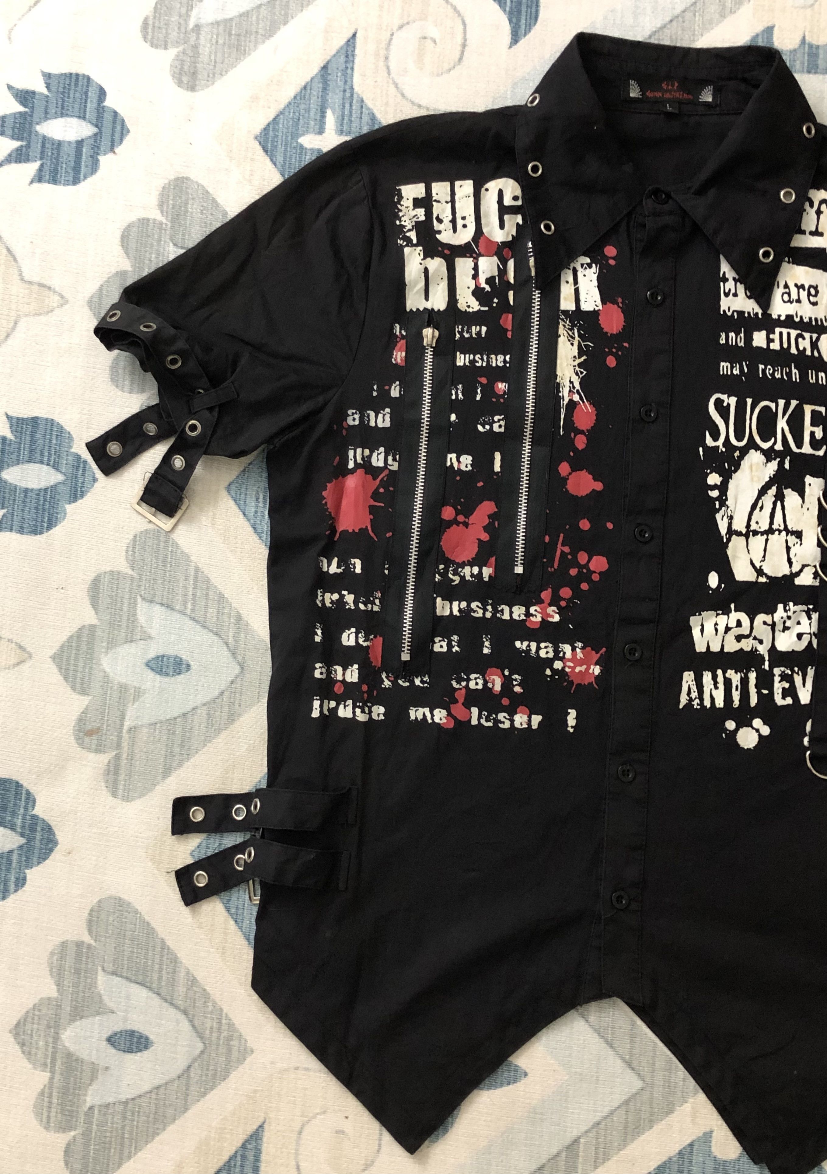 Japanese Brand RARE🔥GOTHIC LOLITA & PUNK SEDITIONARIES BUTTON UPS UNISEX Size US M / EU 48-50 / 2 - 4 Thumbnail