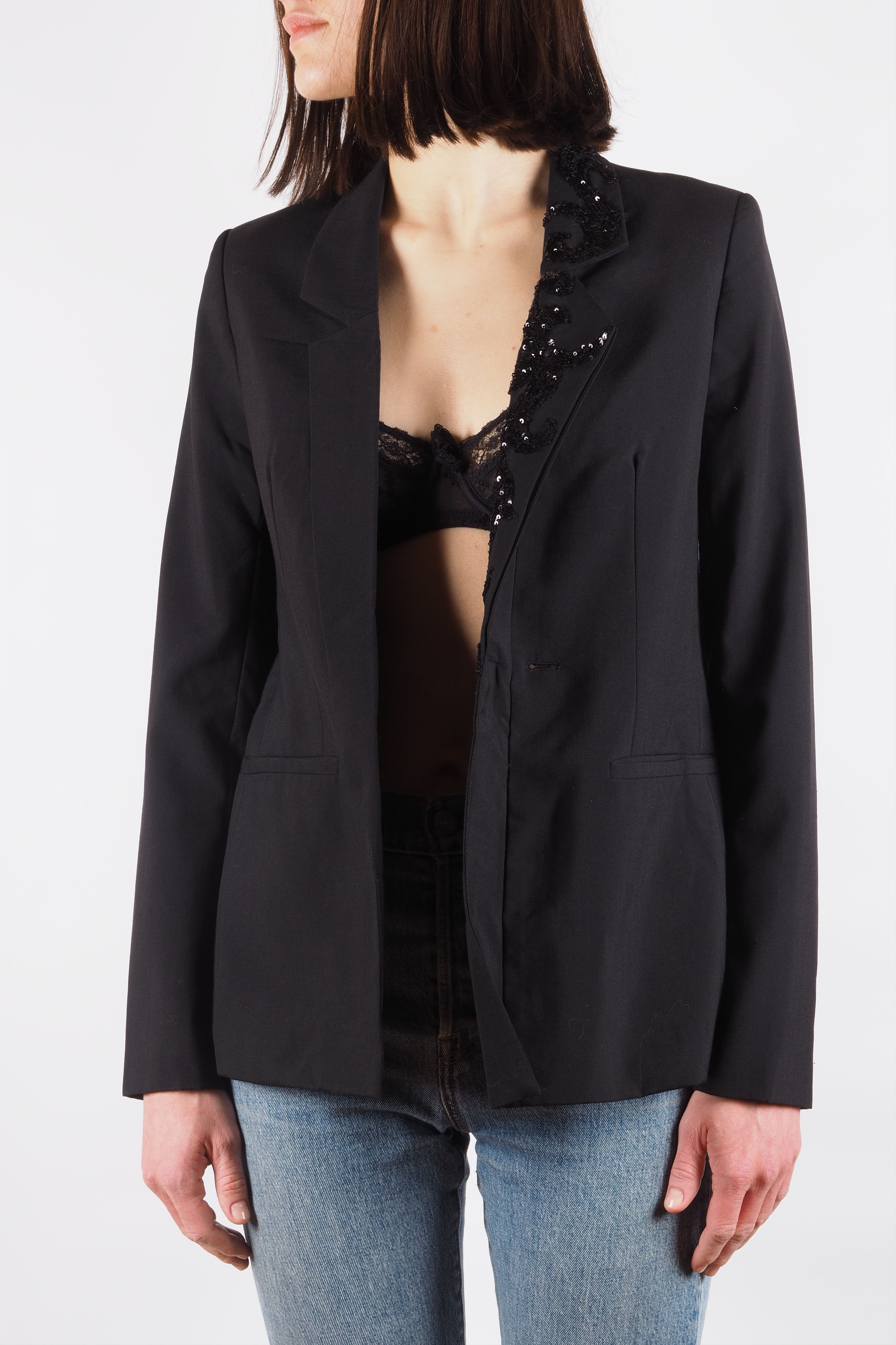 Helmut Lang Helmut Lang Vintage Black Asymmetric Sequin Blazer Jacket Size S / US 4 / IT 40 - 5 Thumbnail