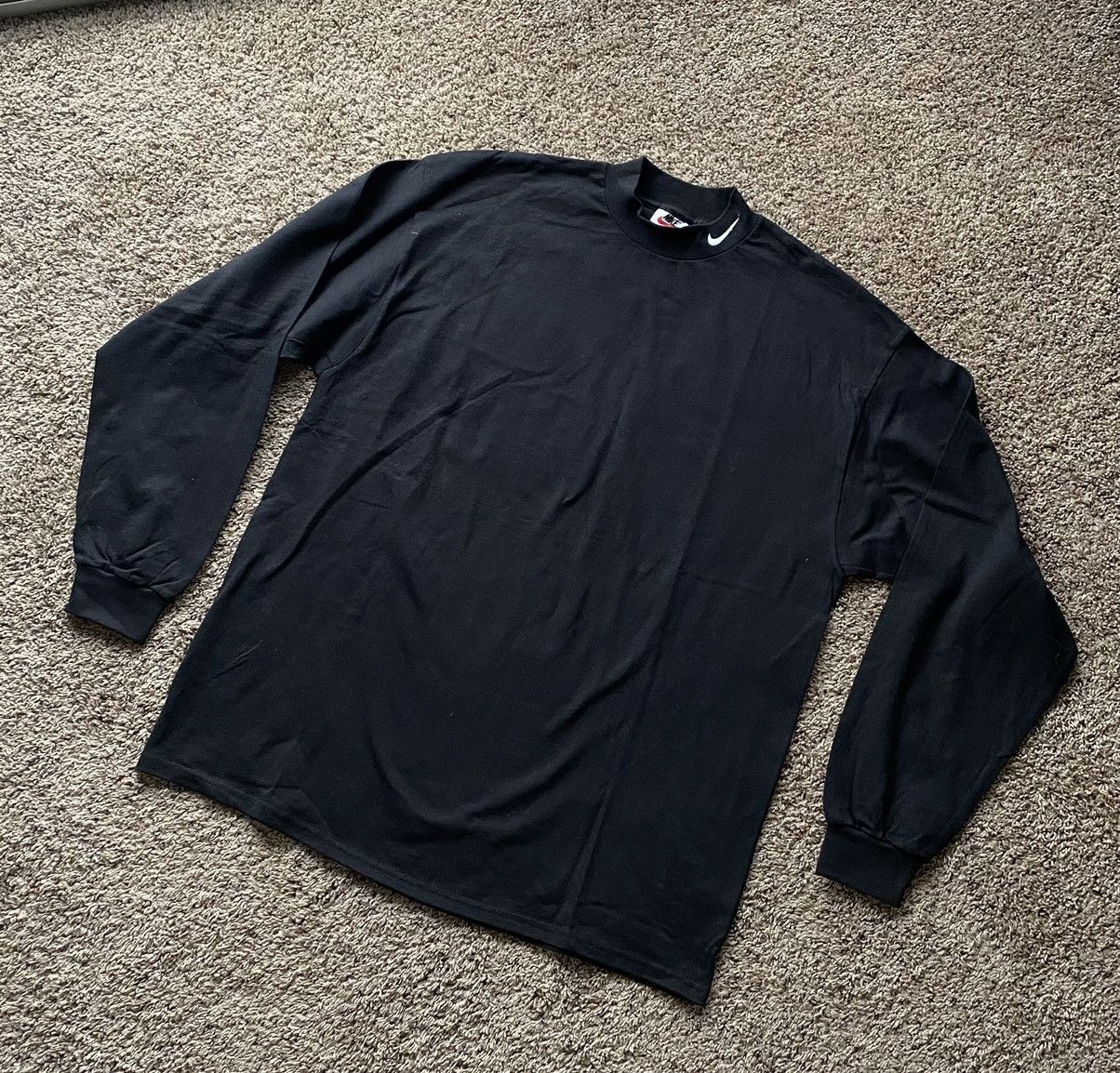 Pre-owned Nike X Vintage Nike Turtleneck Golf Logo Sweatshirt Swoosh In Black