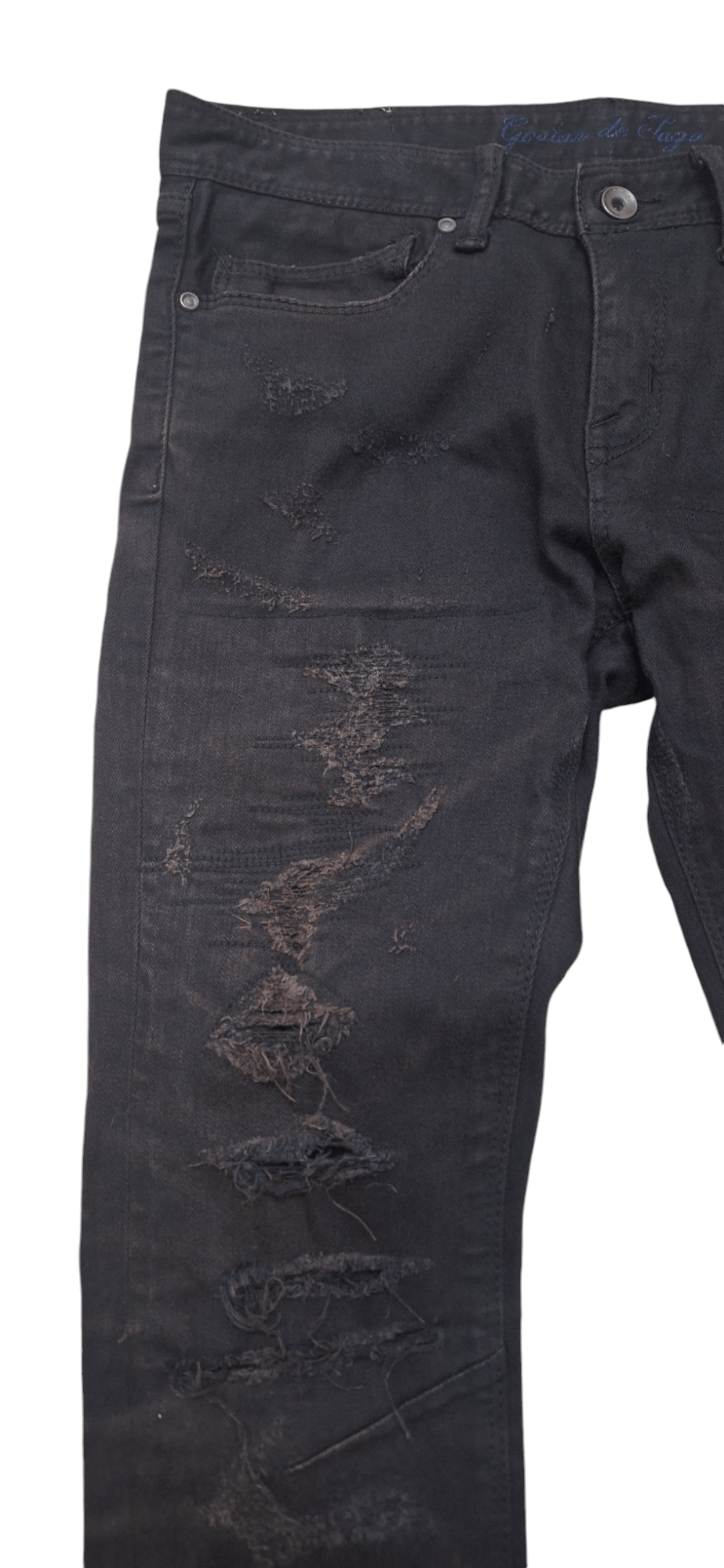 GOSTAR DE FUGA Gostar De Fuga Distressed Zipper Denim Size US 31 - 6 Thumbnail