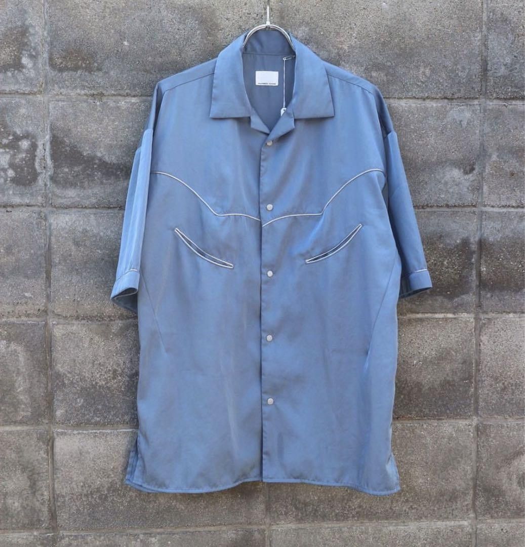 image of Number N Ine Satin Western Piping Shirt in Blue, Men's (Size Large)