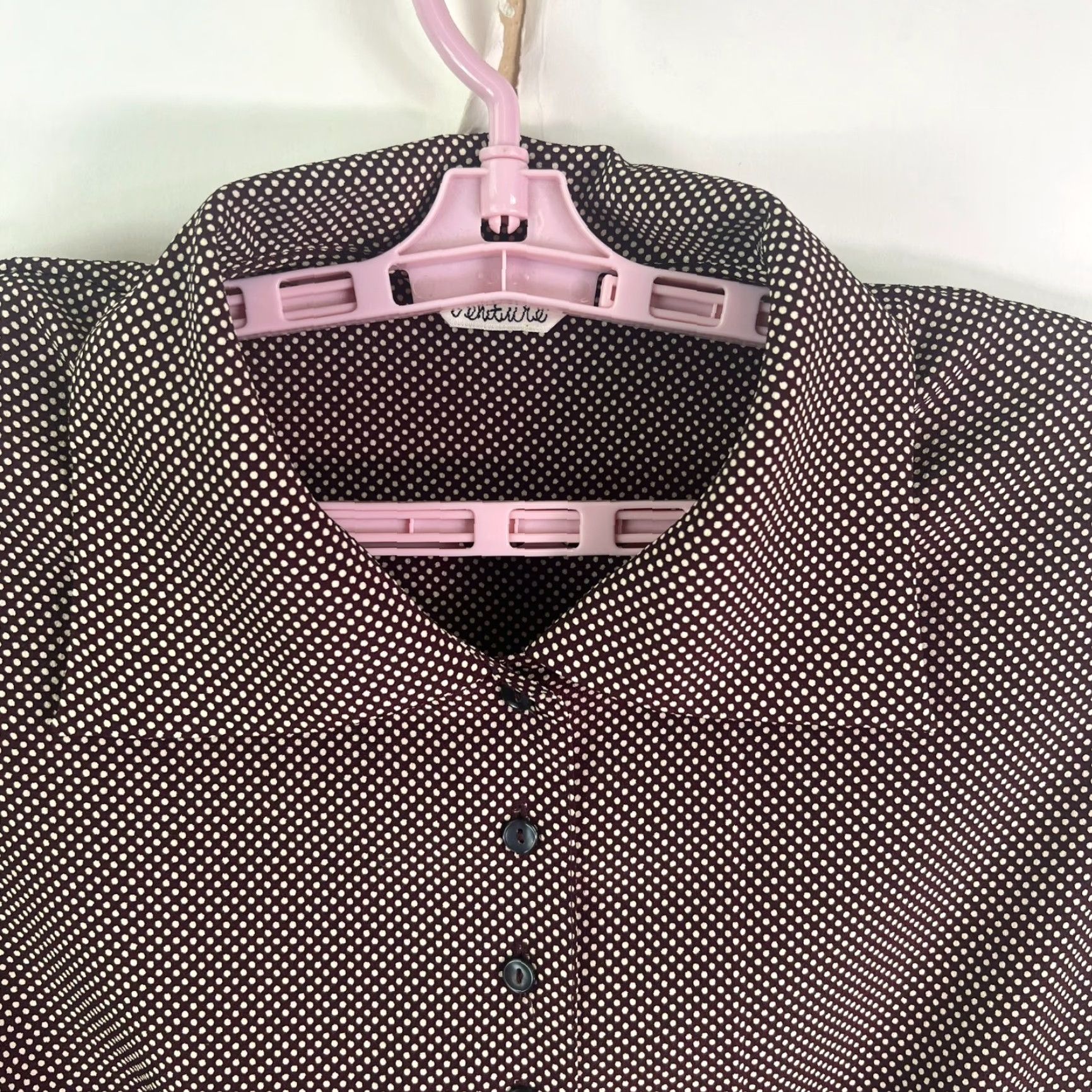 Vintage VINTAGE Venture Polka Dot Shirt Womens M Brown Button-Up Long Sleeve Classic Fit, Rayon, All Seasons, Wom en Size M / US 6-8 / IT 42-44 - 3 Thumbnail