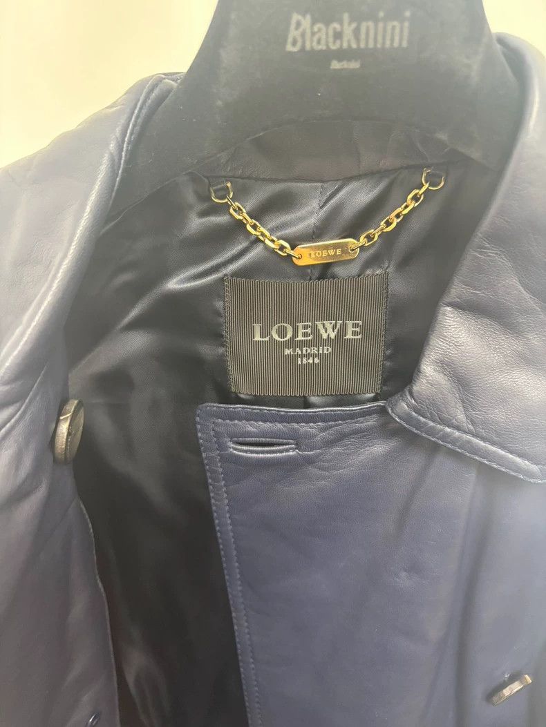 Loewe LOEWE A short Tibetan blue leather coat with sheepskin Size XS / US 0-2 / IT 36-38 - 3 Thumbnail