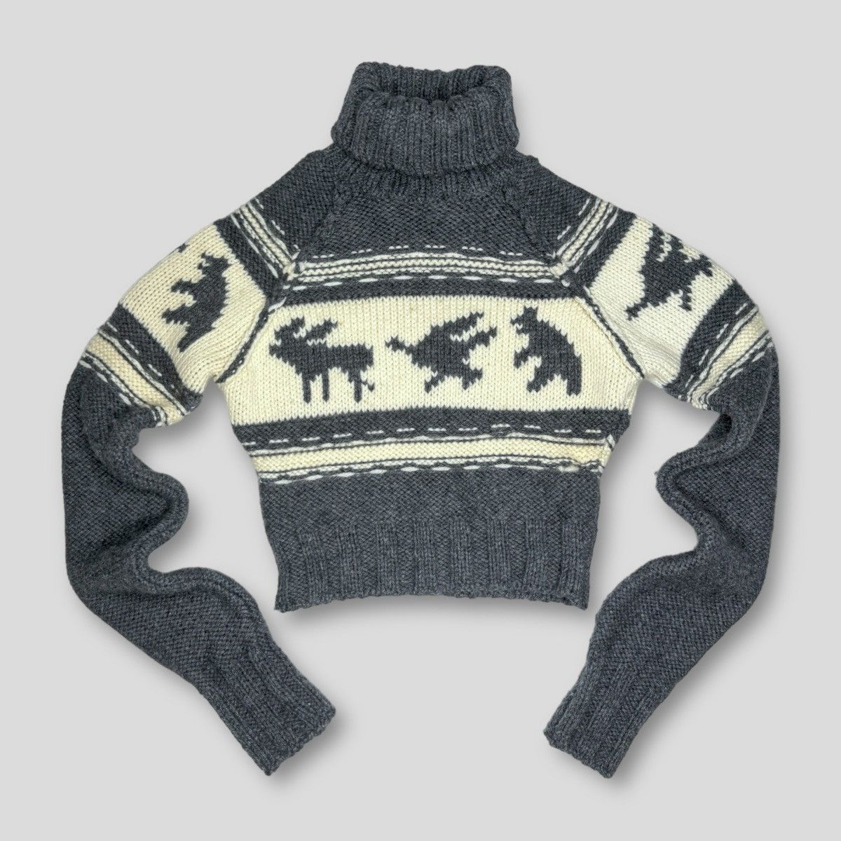 image of Dsquared2 Aw04 Cropped Knit Sweater in Grey, Women's (Size Small)