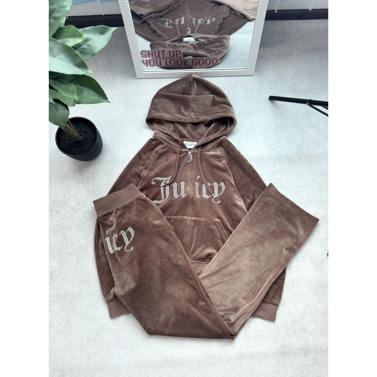 Juicy Couture Juicy Couture Velour Y2K track suit woman size S-M Rhinestones Logo Brown Size S / US 4 / IT 40 - 2 Thumbnail