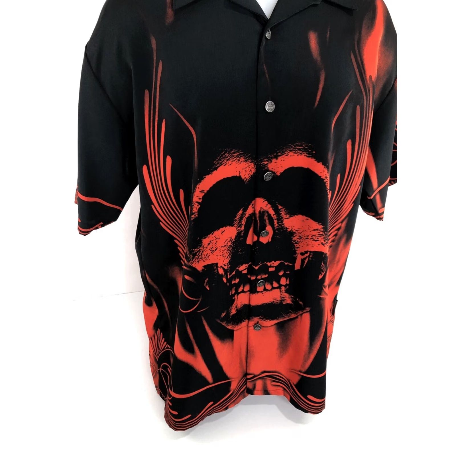 Vintage DRAGONFLY / TREASURE ISLAND Las VEGAS Casino Metal Button-Up Shirt L Mens Red Black Short Sleeve Size US L / EU 52-54 / 3 - 2 Thumbnail