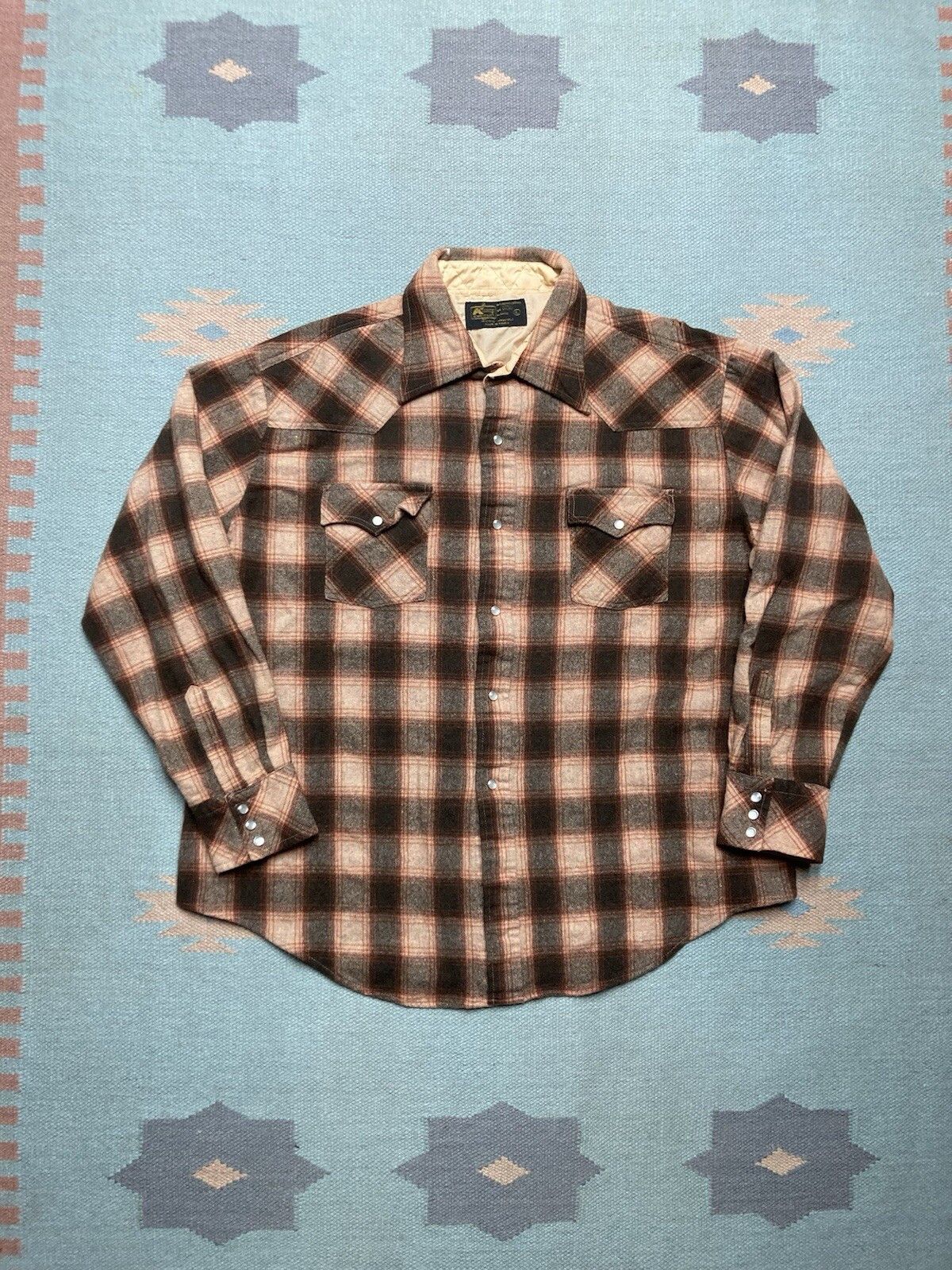 Vintage Vintage Kmart wool shirt jacket Pearl snap plaid western XL Size US XL / EU 56 / 4 - 1 Thumbnail