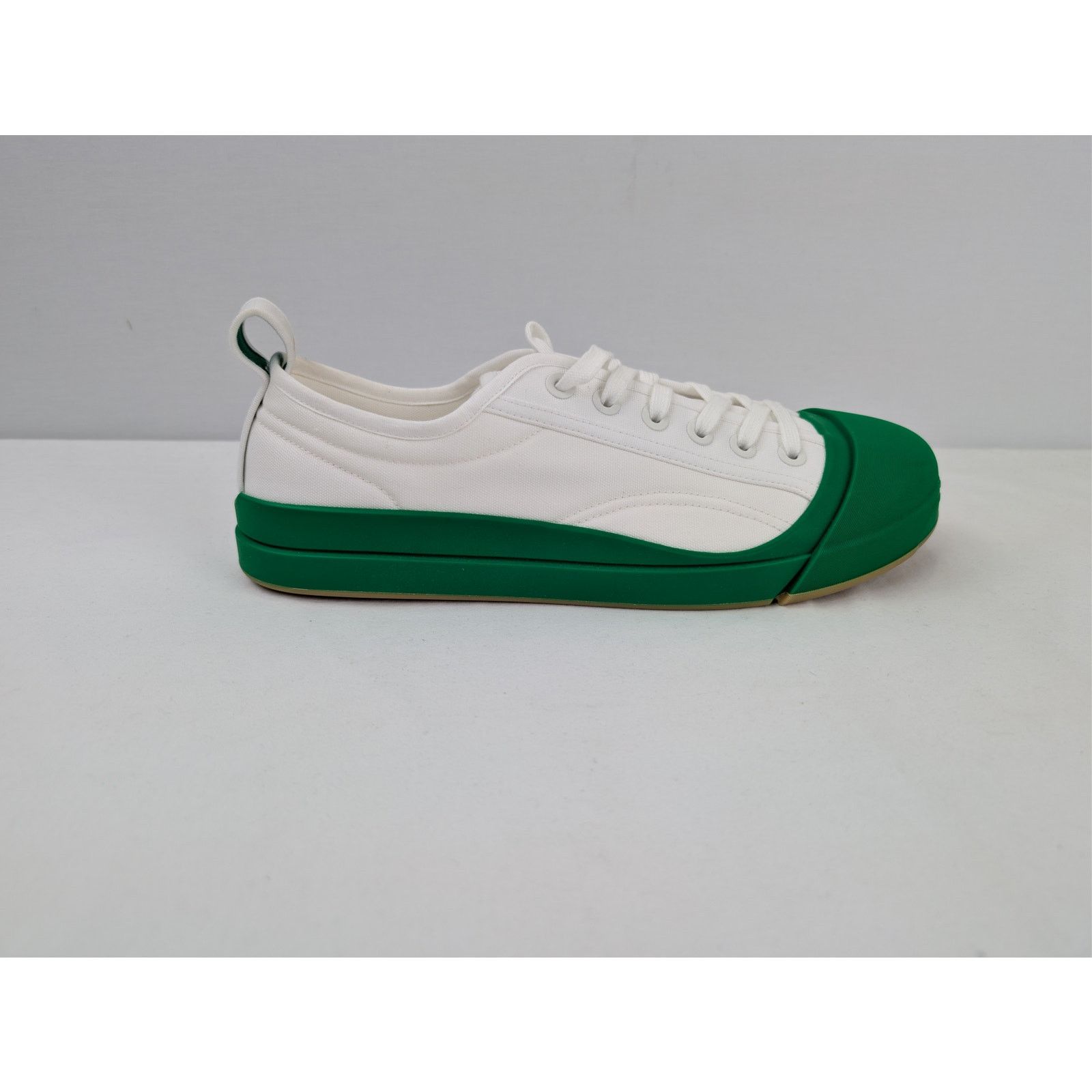 Bottega Veneta o1rshd1 Canvas Vulcan Low top Sneaker Optic White/Parakeet Size US 8 / EU 41 - 4 Thumbnail