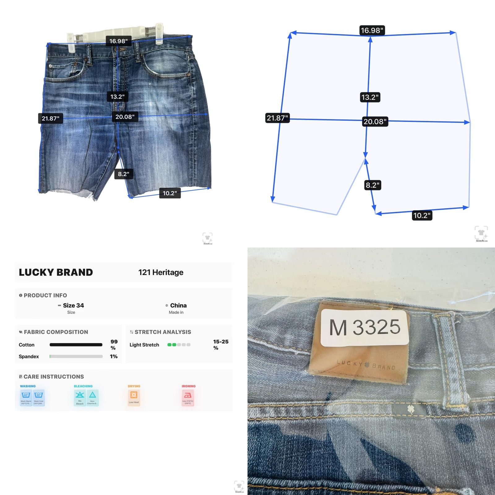 Lucky Brand Lucky Brand Bermuda Shorts Mens 34 Blue Slim Distressed Raw Hem Denim Pocket Pockets Casual Summer USA 121 Heritage Slim Mens Size US 34 / EU 50 - 9 Thumbnail