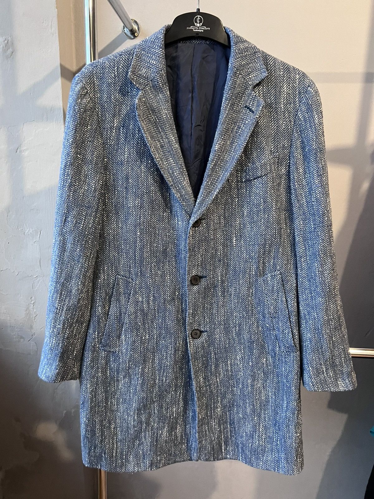 Suitsupply SUITSUPPLY Heavy Coat Vicenza Herringbone Men’s Blue Size 44 Size US S / EU 44-46 / 1 - 2 Thumbnail