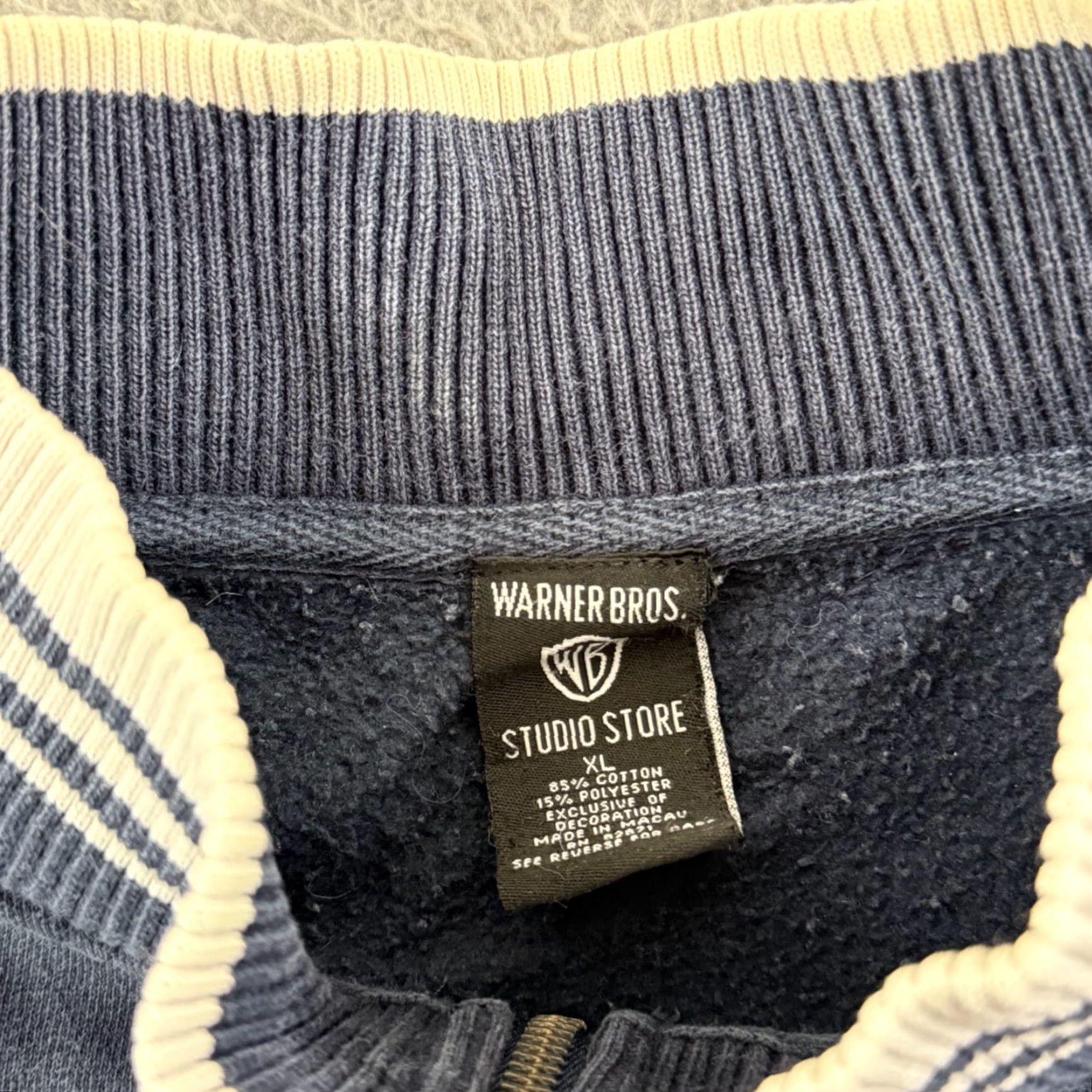Vintage VINTAGE Warner Bros Sweatshirt Men's XL Blue 90s Embroidered Logo 1/2 Zip Size US XL / EU 56 / 4 - 6 Thumbnail