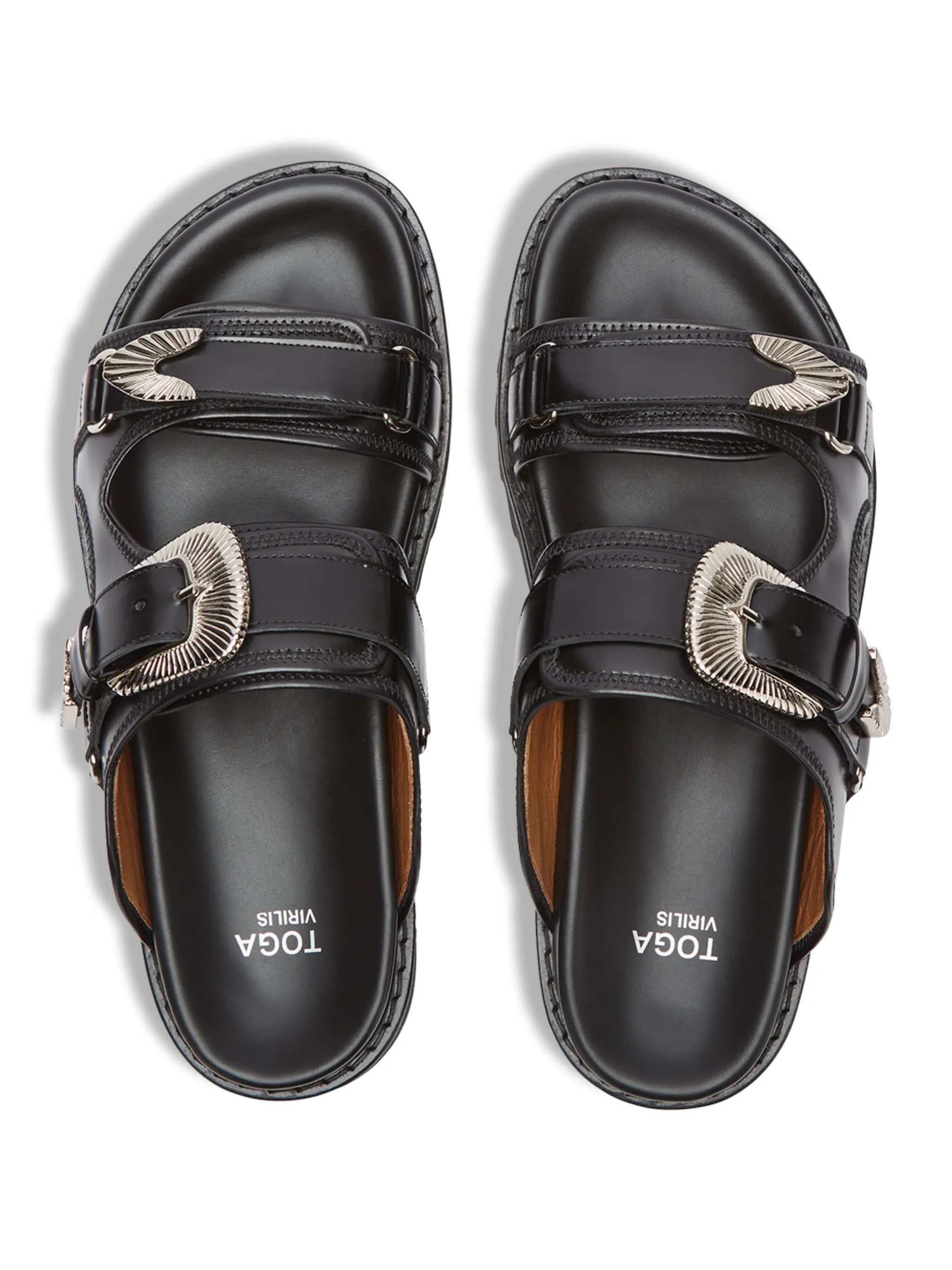 TOGA VIRILIS o1tko11025 Buckle Sandals in Black/Silver Size US 10 / EU 43 - 3 Thumbnail