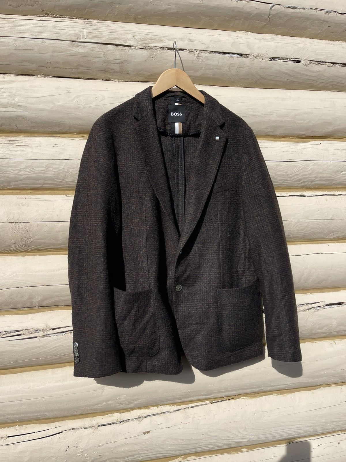 Hugo Boss 2022 Boss jersey jacket brown blazer wool Size 42R - 5 Thumbnail