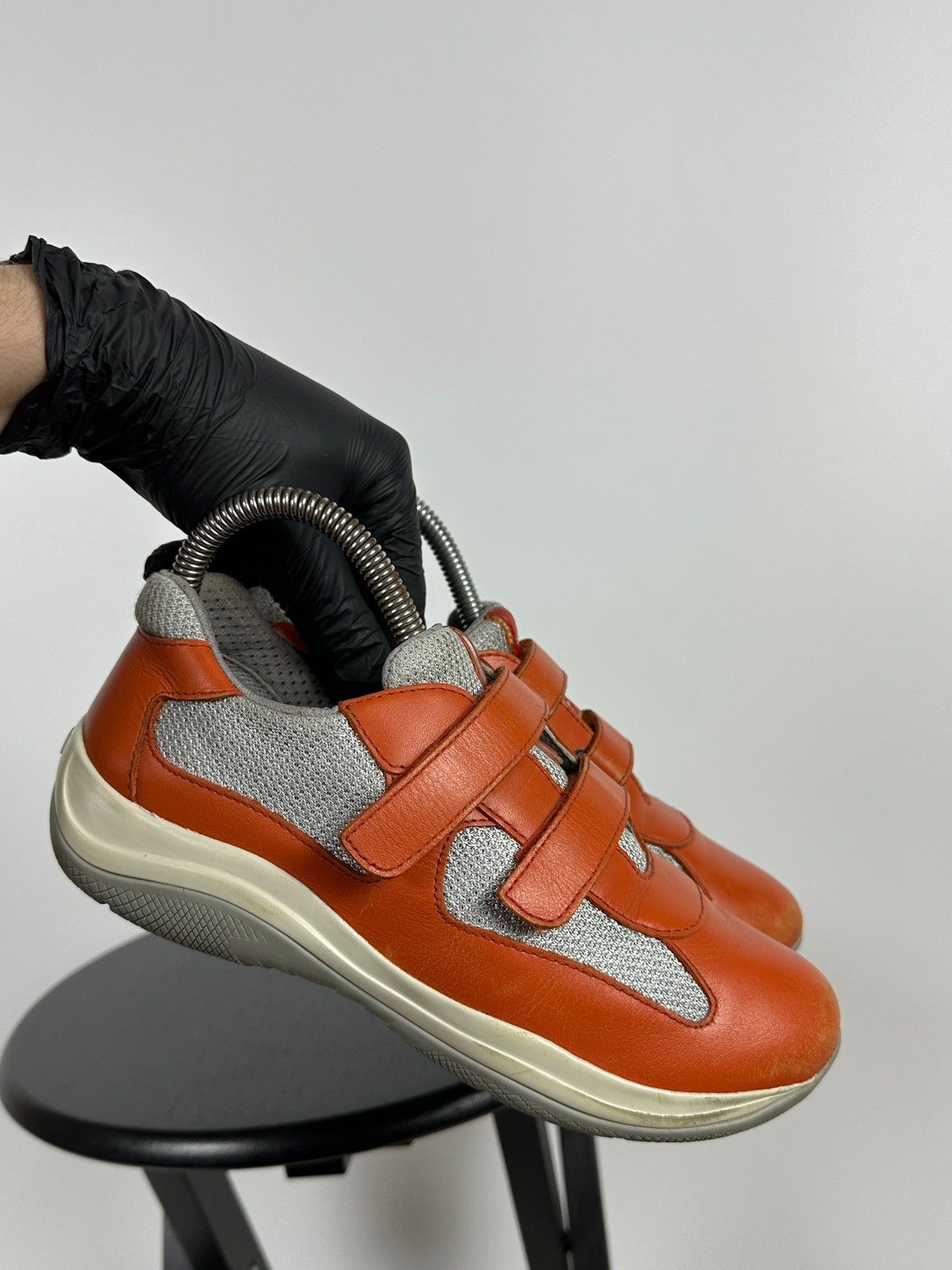 Prada Vintage Prada America’s Cup Orange Leather Sneakers Size US 5 / IT 35 - 9 Thumbnail