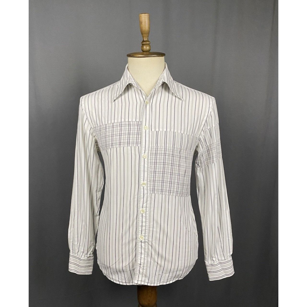 Dolce & Gabbana Dolce&Gabbana Men's Vintage White Blue Striped Longsleeve Sh Size US M / EU 48-50 / 2 - 1 Thumbnail