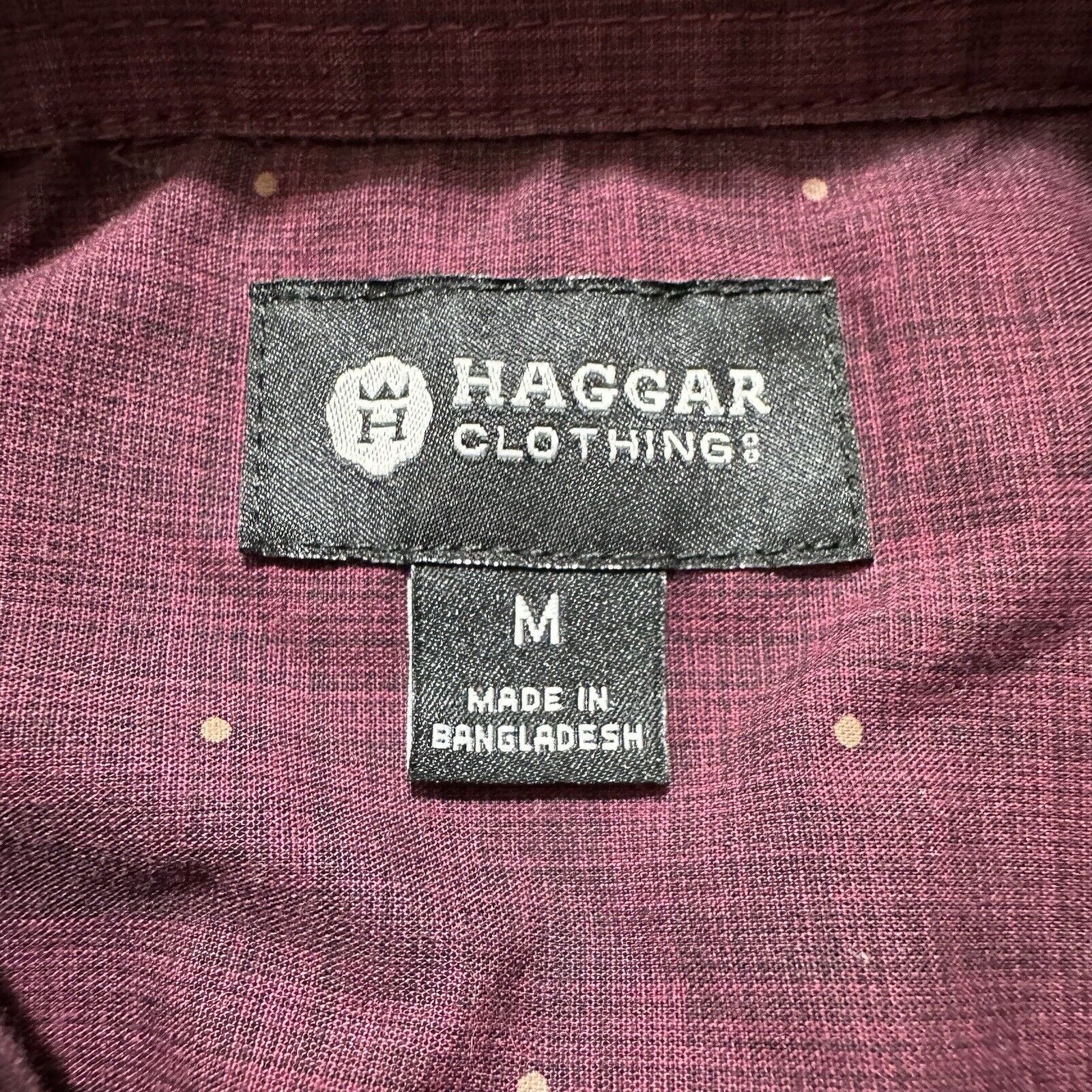 Haggar Haggar Medium Button Down Dress Shirt Burgundy Polka Dot Size US M / EU 48-50 / 2 - 3 Thumbnail